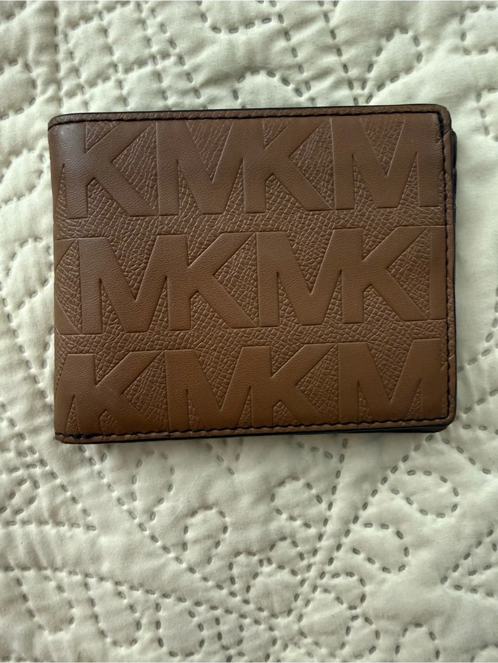 Michael Kors Tan Embossed MK Card Wallet